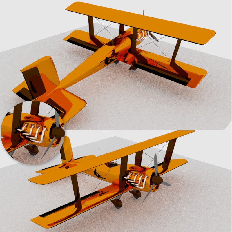 metallic Biplane with multiple exaust preview image 1